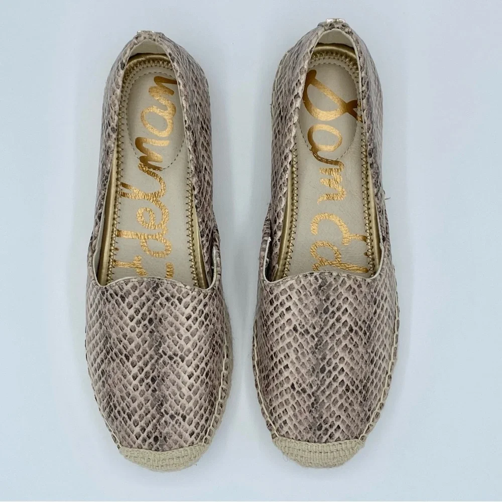 Sam Edelman Sesame Embossed Leather Kesia Espadrille Flat Size 6